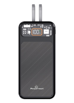 POWERTECH power bank με καλώδια και οθόνη PT-1135 10000mAh, 22.5W, μαύρο