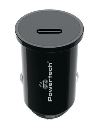 POWERTECH φορτιστής αυτοκινήτου PT-1146, USB-C, 20W PD, μαύρος