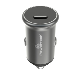 POWERTECH φορτιστής αυτοκινήτου PT-1147, USB-C, 30W PD, γκρι