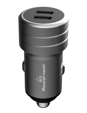 POWERTECH φορτιστής αυτοκινήτου PT-1149, 2x USB-C, 100W PD, γκρι