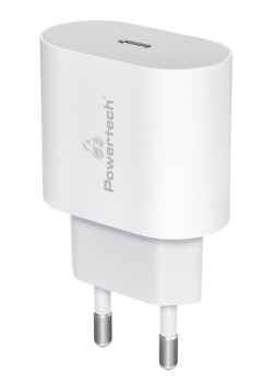 POWERTECH φορτιστής τοίχου PT-1150, USB-C, 12W, λευκός