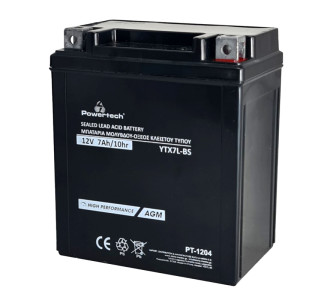 POWERTECH μπαταρία μολύβδου μοτοσυκλέτας PT-1204, 12V 7Ah, AGM, YTX7L-BS