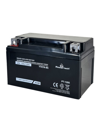POWERTECH μπαταρία μολύβδου μοτοσυκλέτας PT-1205, 12V 7Ah, AGM, YTX7A-BS