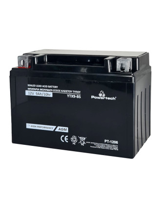 POWERTECH μπαταρία μολύβδου μοτοσυκλέτας PT-1206, 12V 9Ah, AGM, YTX9-BS POWERTECH μπαταρία μολύβδου μοτοσυκλέτας PT-1206, 12V 9Ah, AGM, YTX9-BS