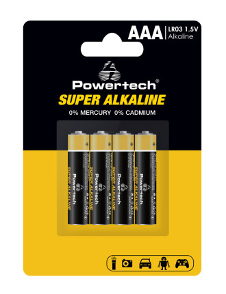 POWERTECH αλκαλικές μπαταρίες Super Alkaline PT-1213, AAA, 1.5V, 4τμχ POWERTECH αλκαλικές μπαταρίες Super Alkaline PT-1213, AAA, 1.5V, 4τμχ