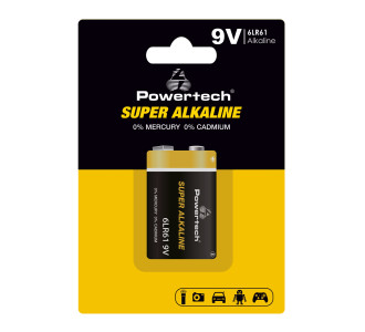 POWERTECH αλκαλική μπαταρία Super Alkaline PT-1215, 9V, 1τμχ POWERTECH αλκαλική μπαταρία Super Alkaline PT-1215, 9V, 1τμχ