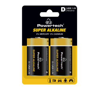 POWERTECH αλκαλικές μπαταρίες Super Alkaline PT-1217, LR20, 1.5V, 2τμχ POWERTECH αλκαλικές μπαταρίες Super Alkaline PT-1217, LR20, 1.5V, 2τμχ