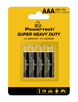 POWERTECH μπαταρίες Zinc Carbon Super Heavy Duty PT-1218, AAA 1.5V, 4τμχ