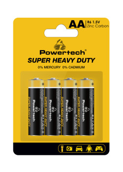 POWERTECH μπαταρίες Zinc Carbon Super Heavy Duty PT-1219, AA, 1.5V, 4τμχ