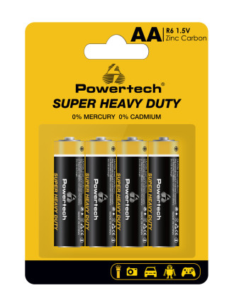 POWERTECH μπαταρίες Zinc Carbon Super Heavy Duty PT-1219, AA, 1.5V, 4τμχ