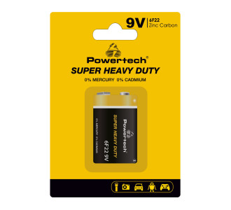 POWERTECH μπαταρία Zinc Carbon Super Heavy Duty PT-1220, 9V, 1τμχ POWERTECH μπαταρία Zinc Carbon Super Heavy Duty PT-1220, 9V, 1τμχ