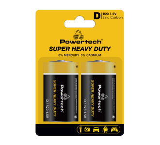 POWERTECH μπαταρίες Zinc Carbon Super Heavy Duty PT-1222, R20 1.5V, 2τμχ POWERTECH μπαταρίες Zinc Carbon Super Heavy Duty PT-1222, R20 1.5V, 2τμχ