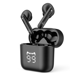 POWERTECH earphones με θήκη φόρτισης PT-1227, TWS, ENC, 30/480mAh, μαύρα