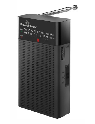 POWERTECH φορητό ραδιόφωνο PT-1245 με πτυσσόμενη κεραία, μαύρο