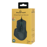 POWERTECH ενσύρματο gaming ποντίκι PT-1274, RGB φως, οπτικό, 12000DPI, μαύρο