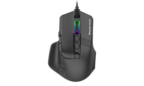 POWERTECH ενσύρματο gaming ποντίκι PT-1274, RGB φως, οπτικό, 12000DPI, μαύρο
