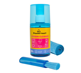 POWERTECH σπρέι καθαρισμού οθόνης PT-1313 με πανί μικροϊνών & βουρτσάκι, 200ml