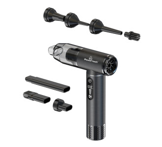 POWERTECH 2 σε 1 σκουπάκι χειρός & air duster PT-1317, 75W, 5000mAh, μαύρο