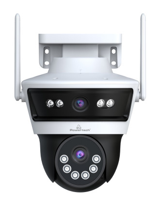 POWERTECH smart κάμερα PT-1340, 3MP, dual lens, WiFi, PTZ, SD, IP65