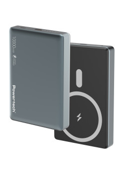 POWERTECH power bank PT-1377, 10000mah, magnetic wireless, 20W, γκρι