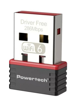 POWERTECH ασύρματος USB αντάπτορας δικτύου PT-1383, 300Mbps WiFi 6