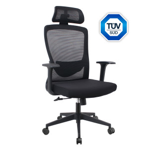 POWERTECH καρέκλα γραφείου PT-1390 με μπράτσα και ανάκλιση, ρυθμιζόμενο ύψος, μαύρη