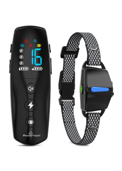 POWERTECH ηλεκτρικό κολάρο εκπαίδευσης σκύλου PT-1398 με ασύρματο χειριστήριο, εμβέλεια 800m