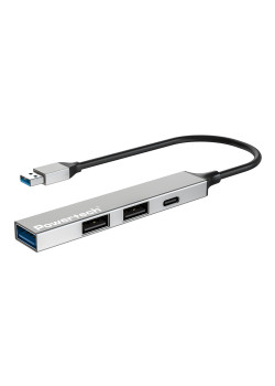 POWERTECH USB hub PT-1413, 4x θυρών, USB 3.2, 5Gbps, USB σύνδεση, γκρι