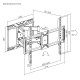POWERTECH επιτοίχια βάση τηλεόρασης PT-1423, 37-90", 75kg, heavy duty, full motion