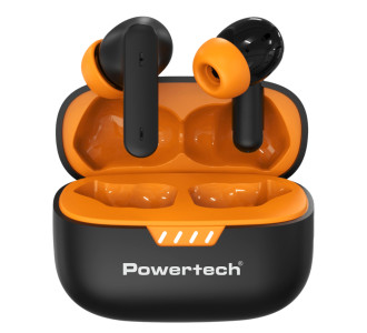 POWERTECH earphones με θήκη φόρτισης PT-1431, True Wireless, 40/400mAh, ANC & ENC, μαύρα