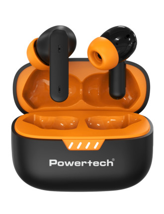 POWERTECH earphones με θήκη φόρτισης PT-1431, True Wireless, 40/400mAh, ANC & ENC, μαύρα
