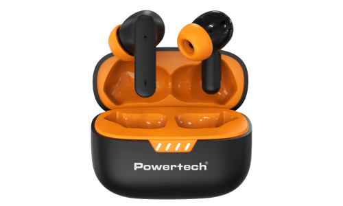 POWERTECH earphones με θήκη φόρτισης PT-1431, True Wireless, 40/400mAh, ANC & ENC, μαύρα