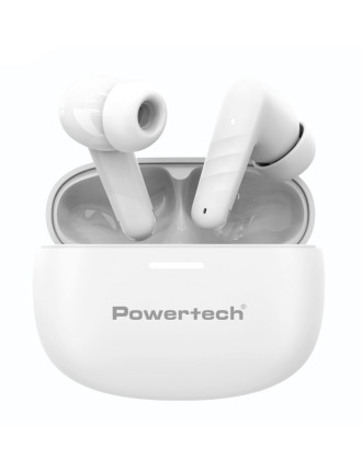 POWERTECH earphones με θήκη φόρτισης PT-1432, True Wireless, 35/300mAh, λευκά