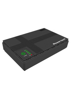 POWERTECH mini DC UPS PT-1434, 18W, 10400mAh, 3x DC, USB/LAN/POE, μαύρο