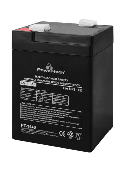 POWERTECH μπαταρία μολύβδου PT-1440 για UPS, 6V 4.5Ah, F2
