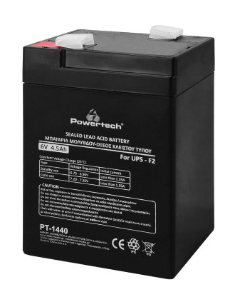 POWERTECH μπαταρία μολύβδου PT-1440 για UPS, 6V 4.5Ah, F2