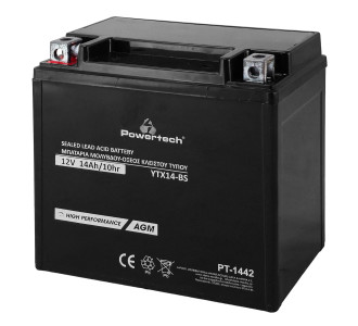 POWERTECH μπαταρία μολύβδου μοτοσυκλέτας PT-1442, 12V 14Ah, AGM, YTX14-BS
