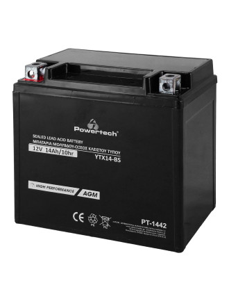 POWERTECH μπαταρία μολύβδου μοτοσυκλέτας PT-1442, 12V 14Ah, AGM, YTX14-BS