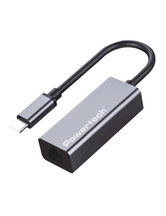 POWERTECH αντάπτορας δικτύου PT-1455, USB-C, 1000Mbps Ethernet, γκρι