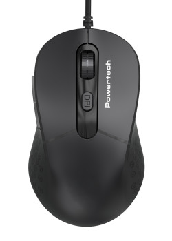 POWERTECH ενσύρματο ποντίκι PT-1467, οπτικό, έως 1600DPI, μαύρο