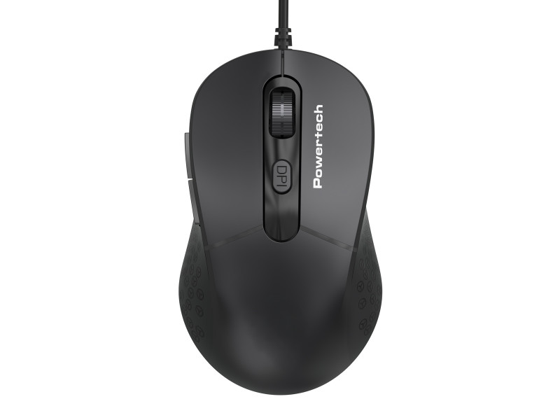 POWERTECH ενσύρματο ποντίκι PT-1467, οπτικό, έως 1600DPI, μαύρο