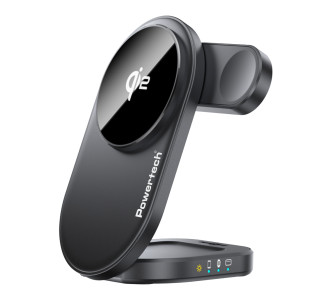 POWERTECH ασύρματος φορτιστής PT-1491, 3 σε 1, Qi2, 15W, μαύρος POWERTECH ασύρματος φορτιστής PT-1491, 3 σε 1, Qi2, 15W, μαύρος