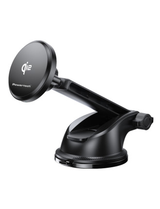 POWERTECH ασύρματος φορτιστής & βάση smartphone αυτοκινήτου PT-1492, Qi2, 15W, μαύρος