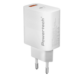 POWERTECH φορτιστής τοίχου PT-1493, USB/USB-C, 20W, λευκός