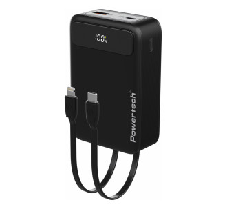 POWERTECH power bank PT-1504 με καλώδια & οθόνη, 20000mah, 22.5W, μαύρο