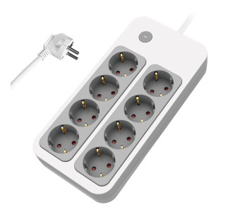 POWERTECH πολύπριζο ασφαλείας PT-1534, 8 θέσεων, 16A, 1.5m, λευκό