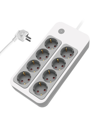 POWERTECH πολύπριζο ασφαλείας PT-1534, 8 θέσεων, 16A, 1.5m, λευκό