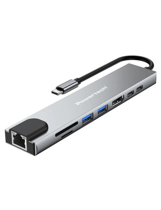 POWERTECH docking station PT-1536, 8 θυρών, USB-C σύνδεση, 87W PD, 100Mbps, γκρι POWERTECH docking station PT-1536, 8 θυρών, USB-C σύνδεση, 87W PD, 100Mbps, γκρι