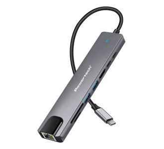 POWERTECH docking station PT-1537, 8 θυρών, USB-C σύνδεση, 100W PD, 1000Mbps, γκρι POWERTECH docking station PT-1537, 8 θυρών, USB-C σύνδεση, 100W PD, 1000Mbps, γκρι