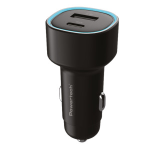 POWERTECH φορτιστής αυτοκινήτου PT-1539, USB & USB-C, 85W, μαύρος